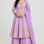 Lilac Rayon Sharara Set – 3-Piece Set