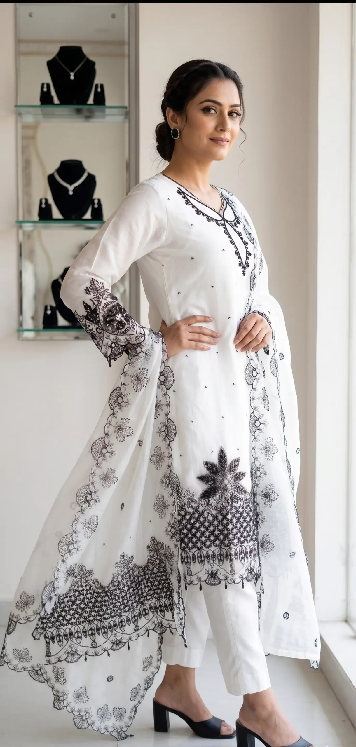 Embroidered Cotton Suit Set - Image 4