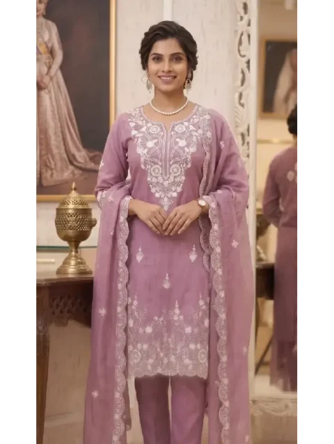 Floral Embroidered Kurta Pant Set