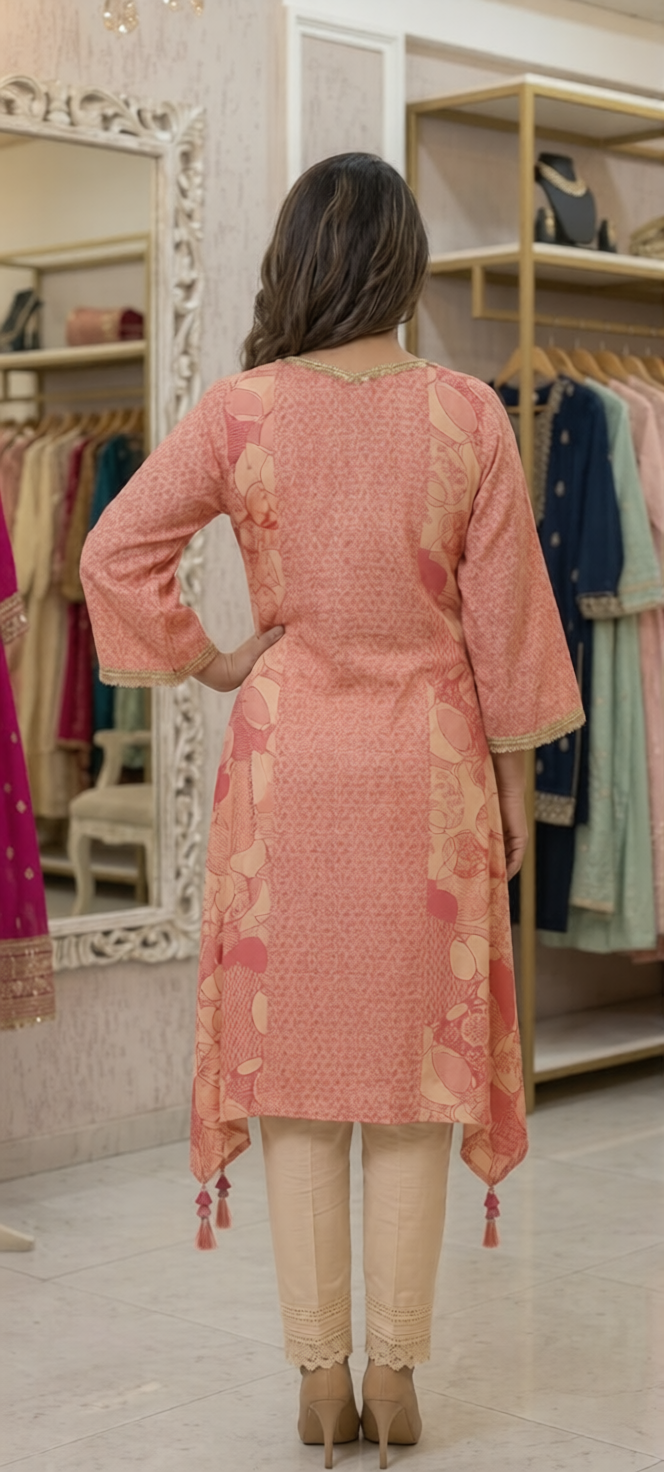 Printed Kurta Pant Set - Image 2
