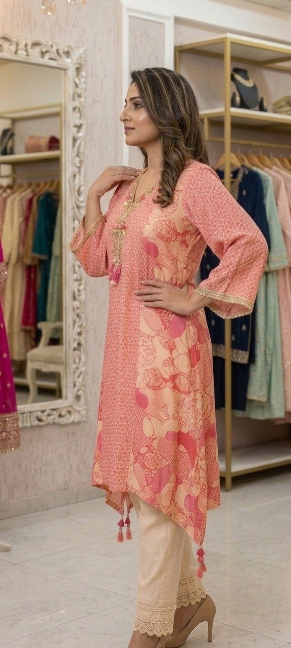 Printed Kurta Pant Set - Image 3