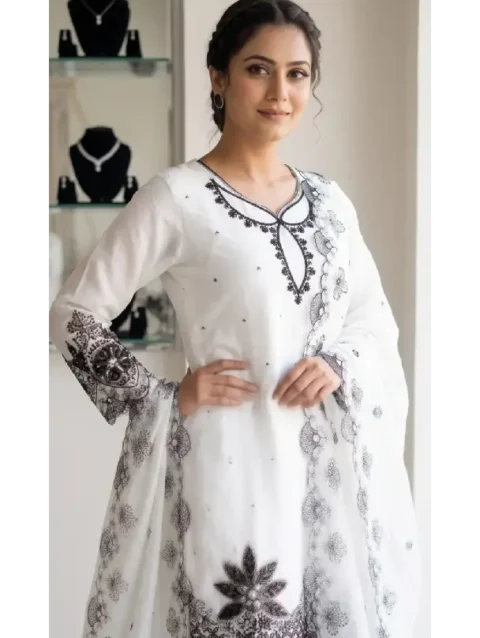 Embroidered Cotton Suit Set