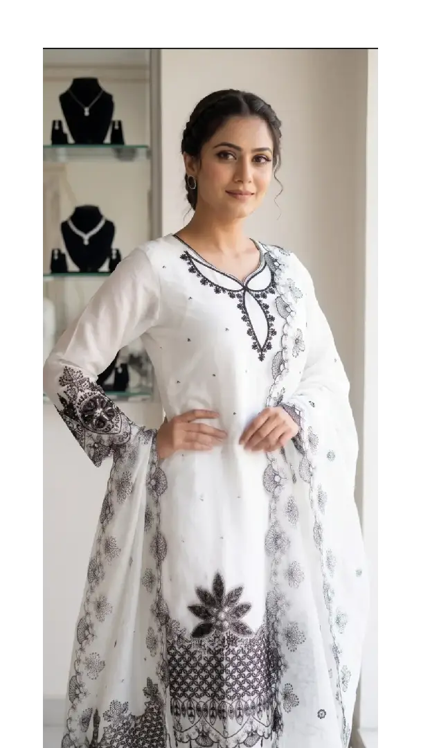 Embroidered Cotton Suit Set